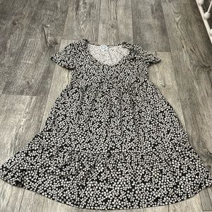 Black Floral Short sleeve sun dress